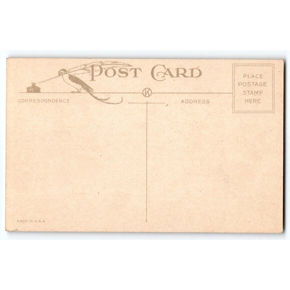 Santa Claus Christmas Postcard Saint Nick Writing With Quill Pen Toys Candle K - Picture 2 of 2